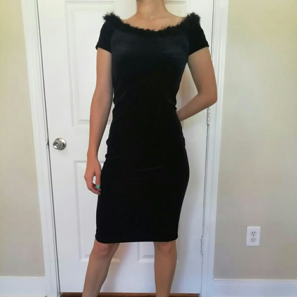 Bershka Black Velvet Dress